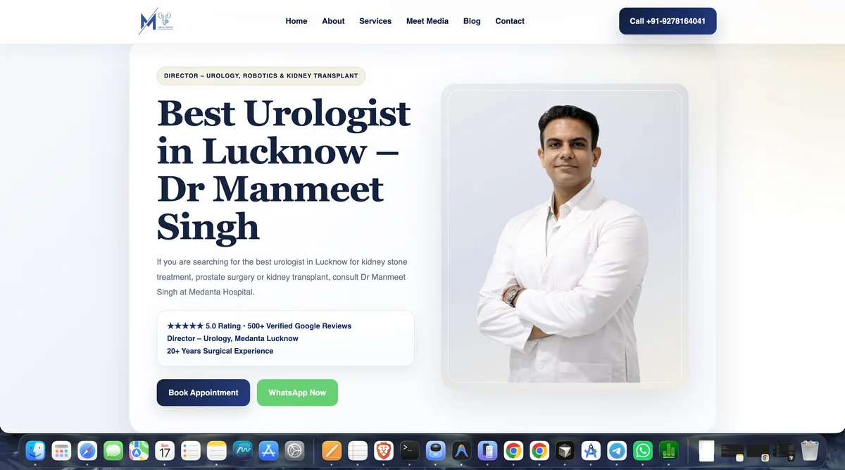 Dr. Manmeet Singh Urology website preview